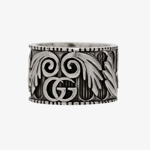 HOST PICK! 🥳 Gucci Double G Sterling Silver Leaf Motif Ring NEW IN BOX - Picture 1 of 11